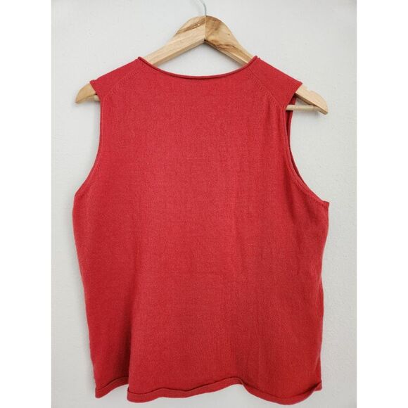 Eileen Fisher Red Merino Wool Blend Sleeveless Knit Tank Top | Size L - Picture 5 of 9